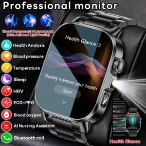 ECG Health Smartwatch Uric Acid Lipid Analysis Bluetooth Call Watch with Flashlight