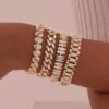Women's Gold Plated Paperclip Bracelet Adjustable CZ Link Bracelet