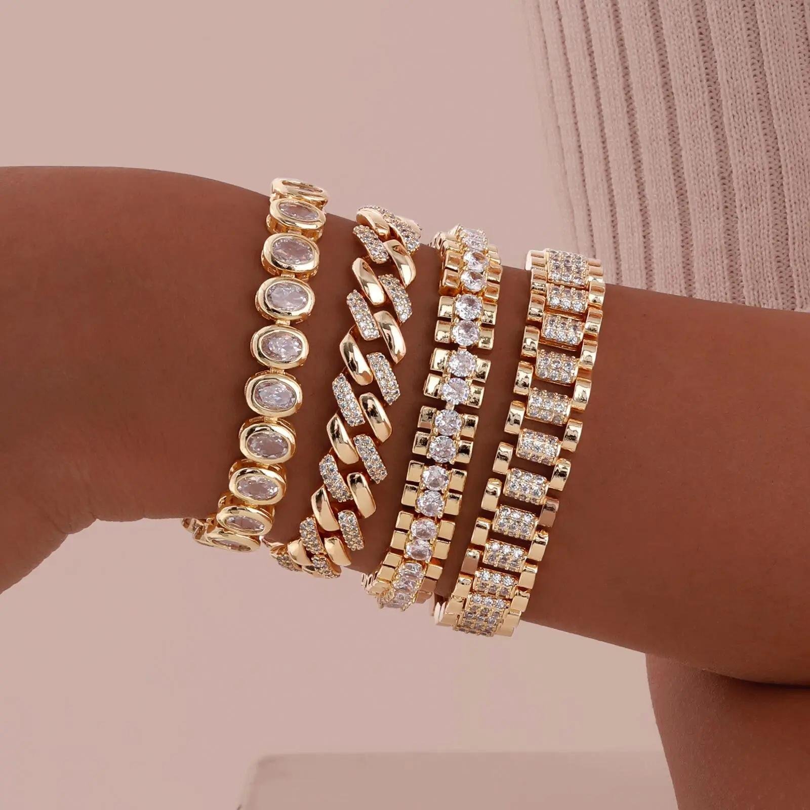 21350-8afa20.jpeg Women's Gold Plated Paperclip Bracelet Adjustable CZ Link Bracelet