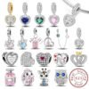 Sterling Silver Red Heart Paw Charm Zircon Bracelet Pendant