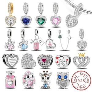Sterling Silver Red Heart Paw Charm Zircon Bracelet Pendant