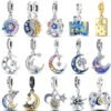 Star Moon Sun Charm 925 Sterling Silver Bracelet Spacer Bead