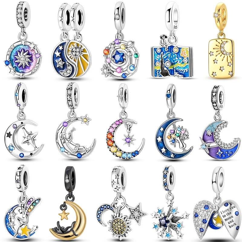 22062-4f71c5.jpeg Star Moon Sun Charm 925 Sterling Silver Bracelet Spacer Bead