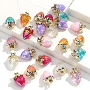 Strawberry Acrylic Charm 23x31mm DIY Necklace and Earring Pendant 10pcs