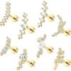Opal CZ Flat Back Cartilage Stud 16G Stainless Steel Earring