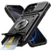 iPhone Magnetic Wallet Case Rotating Ring Stand Heavy Duty Cover